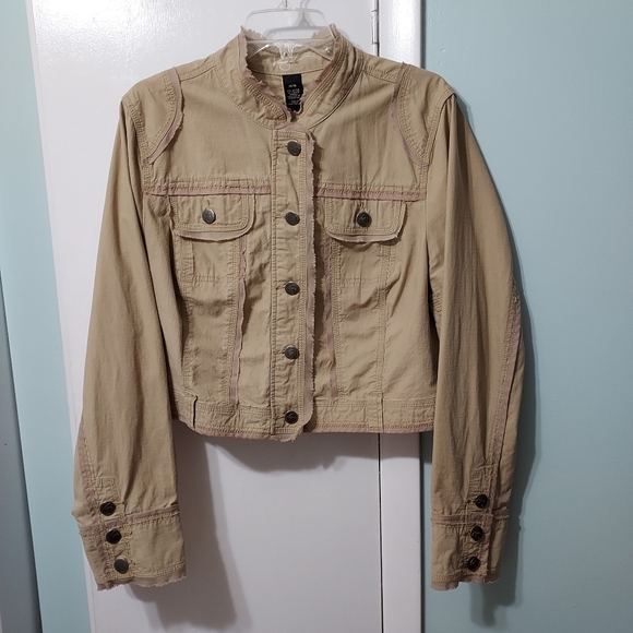 Lane Bryant Venezia Cropped Button Down Jacket Women's Plus Size 14/16 Tan - Picture 2 of 9